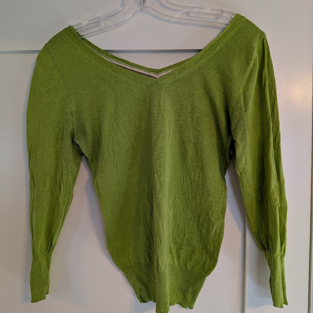 Express Green V-Neck Sweater